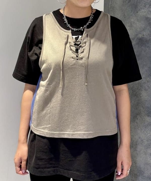 福田 まみさんの「BEAMS WOMEN｜レース アップ タンクトップ」を使ったコーディネート