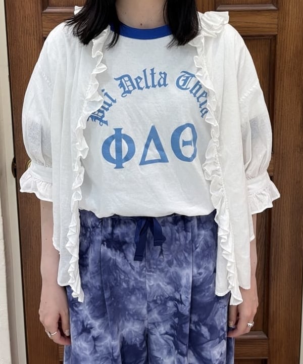 クロサワさんの「BEAMS WOMEN｜コットン リネン フリル ギャザー ショートスリーブ」を使ったコーディネート