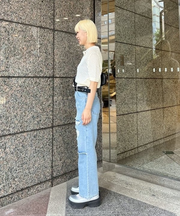 あさひさんの「BEAMS WOMEN｜メッシュ ニット ポロシャツ」を使ったコーディネート