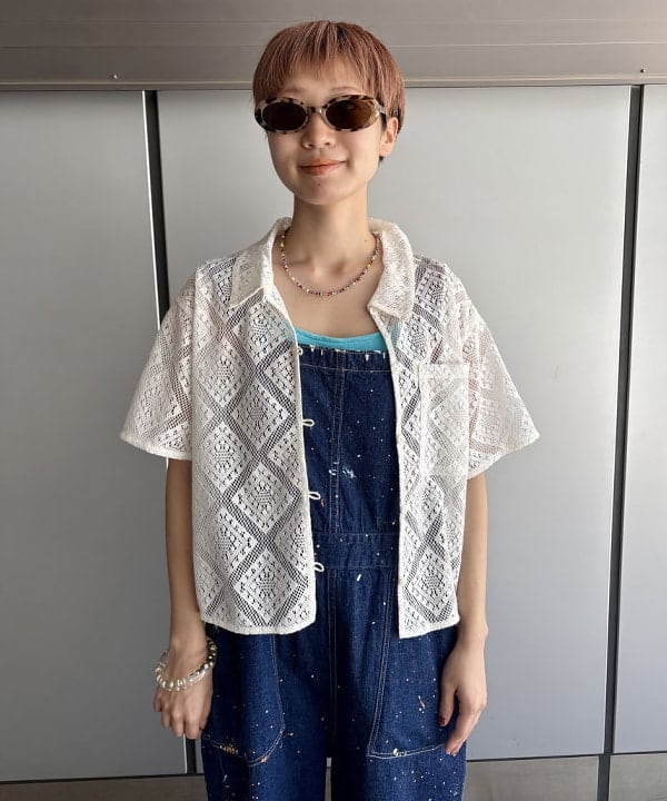 みりさんの「ドビーストライプ オープンカラーシャツ」を使ったコーディネート