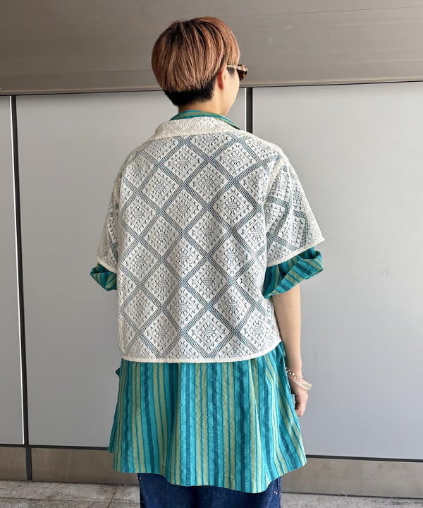 みりさんの「ドビーストライプ オープンカラーシャツ」を使ったコーディネート