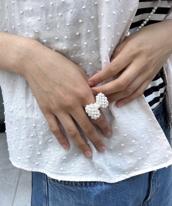 み　う　ちさんの「BEAMS WOMEN｜ドット ドビー ビッグカラー ショートスリーブ」を使ったコーディネート