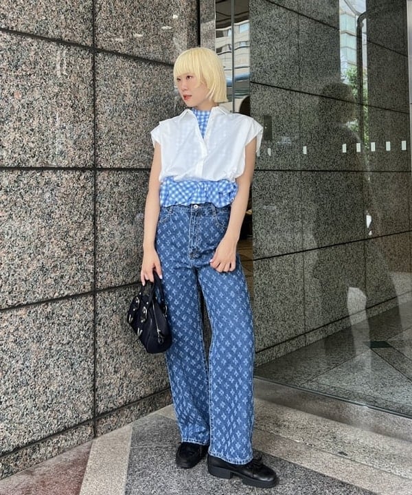 あさひさんの「BEAMS WOMEN｜ショルダーパッド フレンチスリーブ シャツ」を使ったコーディネート