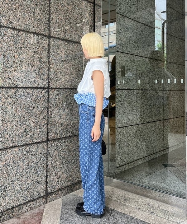 あさひさんの「BEAMS WOMEN｜ショルダーパッド フレンチスリーブ シャツ」を使ったコーディネート