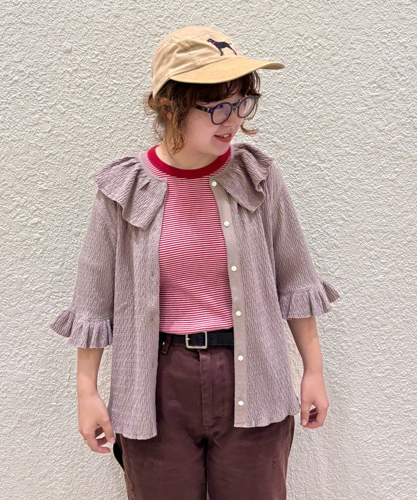 かわい みづきさんの「ジャガード フリル ギャザー ショートスリーブ」を使ったコーディネート