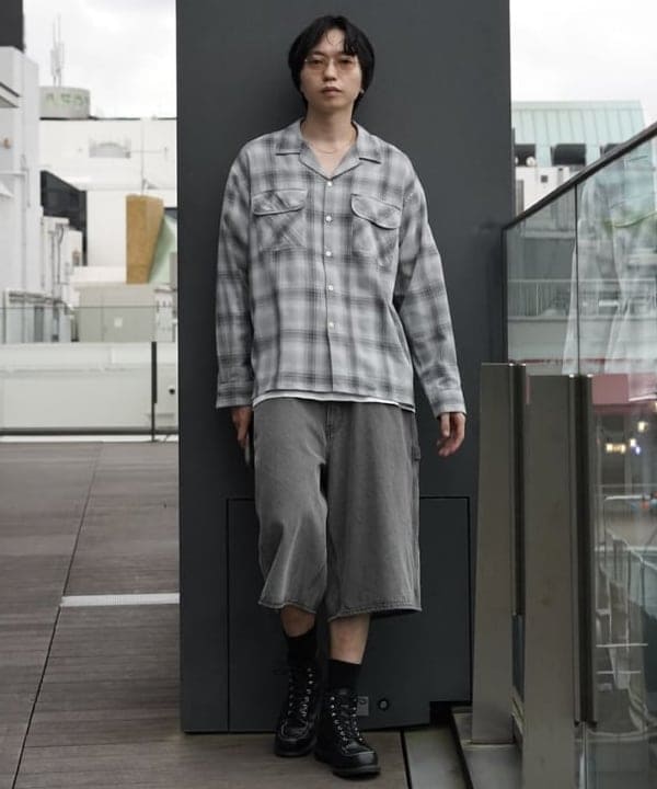 SUDOさんの「BEAMS WOMEN｜オンブレチェック オープンカラー シャツ」を使ったコーディネート