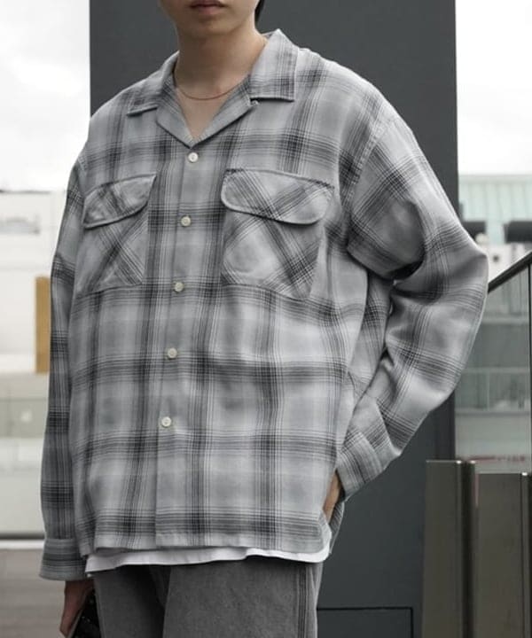 SUDOさんの「BEAMS WOMEN｜オンブレチェック オープンカラー シャツ」を使ったコーディネート