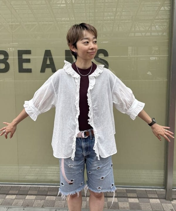 矢野(青木)優香さんの「ボーイ ベーシック Tシャツ」を使ったコーディネート