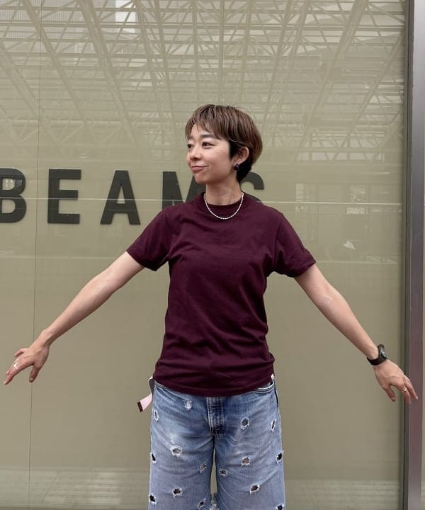 矢野(青木)優香さんの「ボーイ ベーシック Tシャツ」を使ったコーディネート