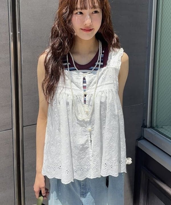 み　う　ちさんの「BEAMS WOMEN｜カットワーク キャミソール」を使ったコーディネート