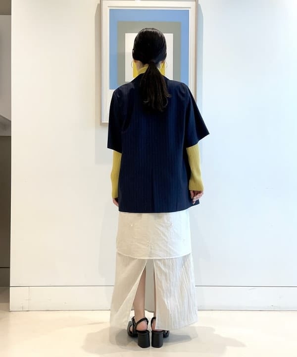 カタヤマ アヤさんの「BEAMS WOMEN｜ラペル ドット ハーフスリーブ ジャケット」を使ったコーディネート