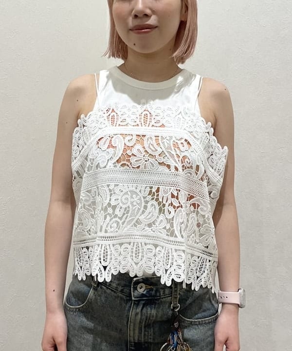 まゆちゃんさんの「BEAMS WOMEN｜レース スクエア キャミソール」を使ったコーディネート