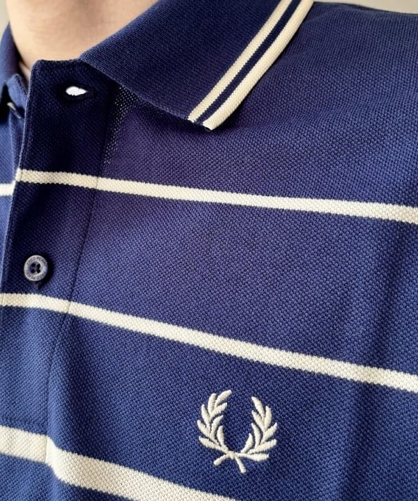 うえきんぐさんの「【別注】FRED PERRY / リラックス ストライプ ピケ ポロシャツ」を使ったコーディネート