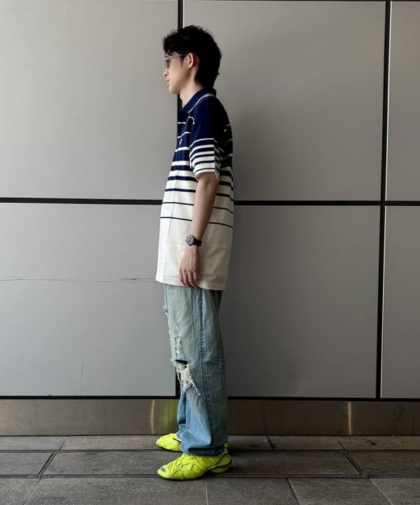 うえきんぐさんの「【別注】FRED PERRY / リラックス ストライプ ピケ ポロシャツ」を使ったコーディネート