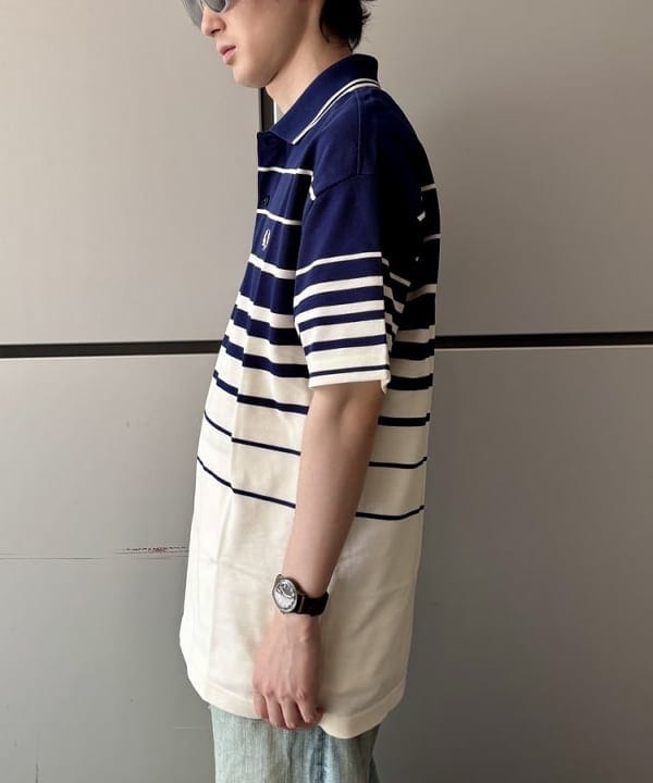 うえきんぐさんの「【別注】FRED PERRY / リラックス ストライプ ピケ ポロシャツ」を使ったコーディネート
