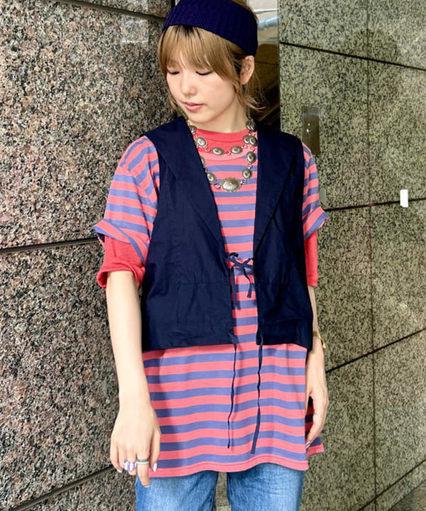 小原 もこさんの「BEAMS WOMEN｜【別注】Healthknit / ソフト スラブ Tシャツ」を使ったコーディネート