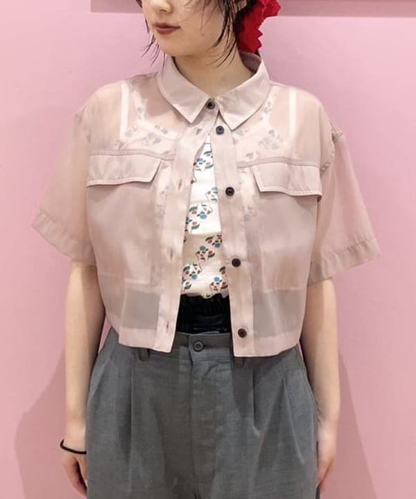 晶さんの「BEAMS WOMEN｜シアー クロップドシャツ」を使ったコーディネート