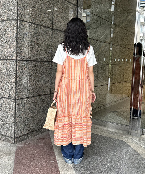 ばるたんさんの「BEAMS WOMEN｜ストライプ キャミ ワンピース」を使ったコーディネート