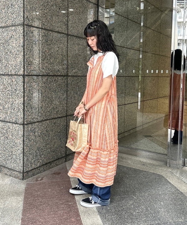ばるたんさんの「BEAMS WOMEN｜ストライプ キャミ ワンピース」を使ったコーディネート