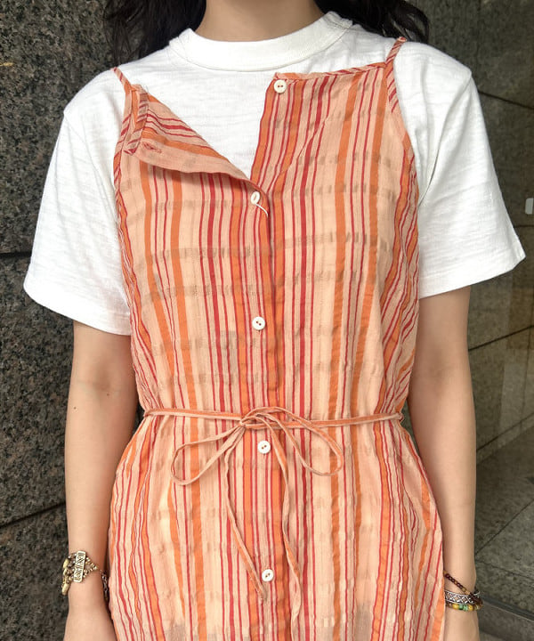 ばるたんさんの「BEAMS WOMEN｜ストライプ キャミ ワンピース」を使ったコーディネート