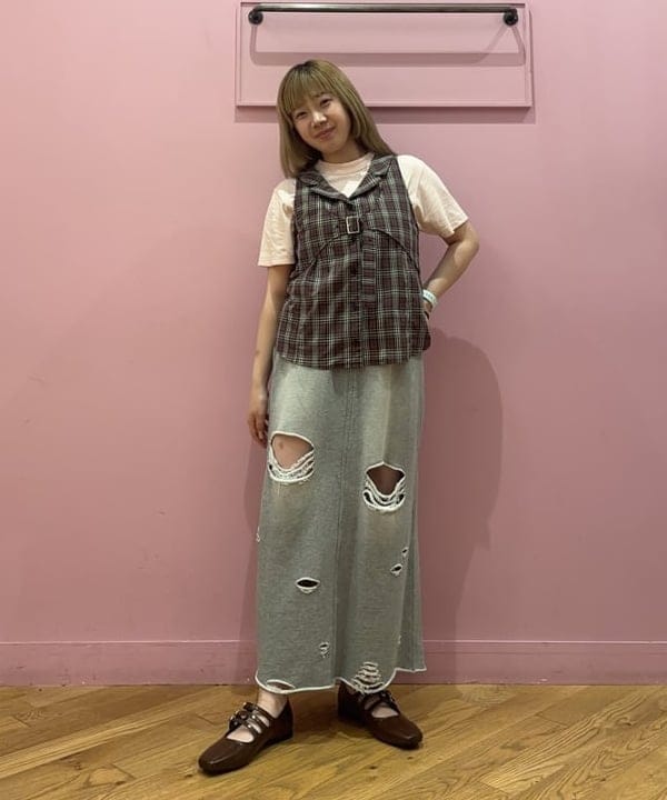 raybeams ダメージスウェットスカート　ピンク Ray BEAMS（レイ ビームス）ダメージ スウェット スカート