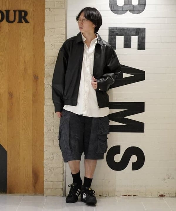 SUDOさんの「BEAMS WOMEN｜ワイドフィット 4ポケット レザー ブルゾン」を使ったコーディネート
