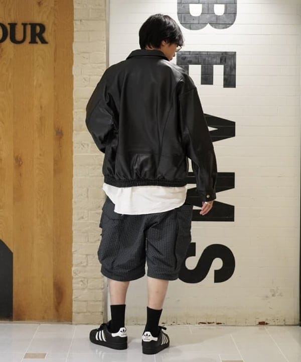 SUDOさんの「BEAMS WOMEN｜ワイドフィット 4ポケット レザー ブルゾン」を使ったコーディネート