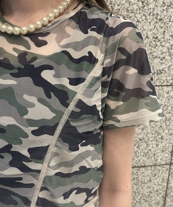 加歩さんの「BEAMS WOMEN｜カモフラ パターン ガーターベルト トップス」を使ったコーディネート