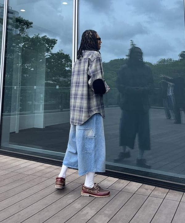 NADEL ナデールさんの「BEAMS WOMEN｜チェック ワークシャツ」を使ったコーディネート