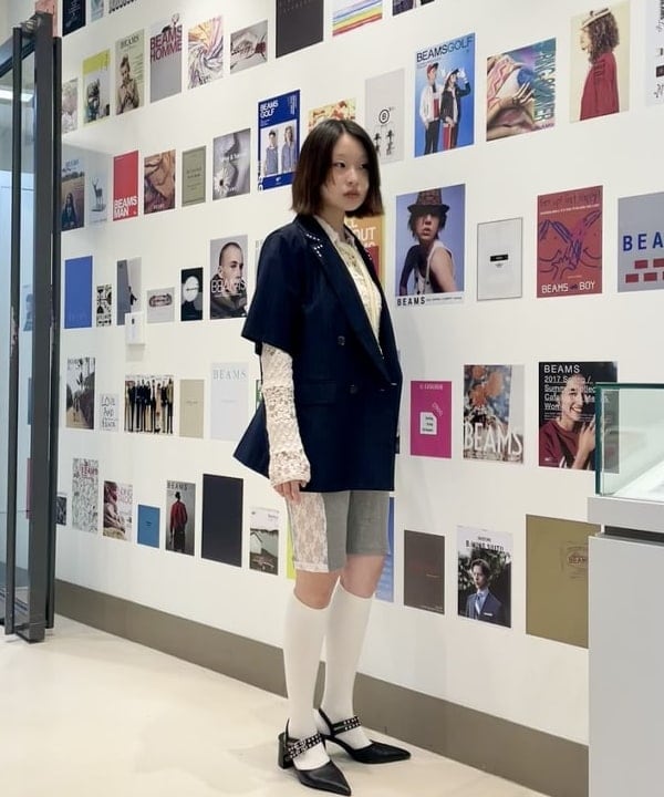 水野 萌香さんの「BEAMS WOMEN｜ラペル ドット ハーフスリーブ ジャケット」を使ったコーディネート