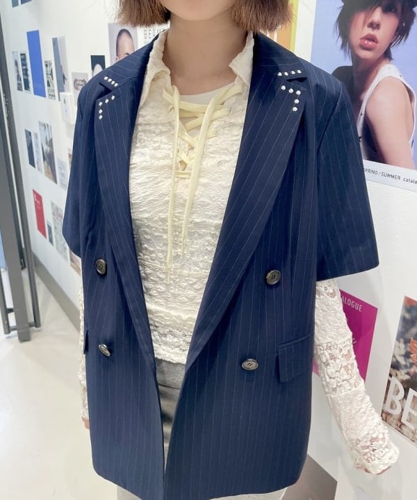 水野 萌香さんの「BEAMS WOMEN｜ラペル ドット ハーフスリーブ ジャケット」を使ったコーディネート