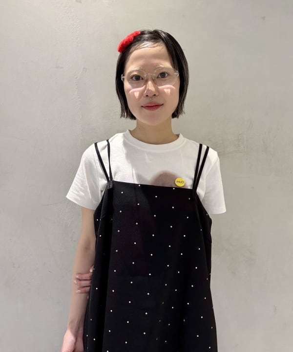 amaさんの「BEAMS WOMEN｜ドットプリント ミニ キャミワンピース」を使ったコーディネート