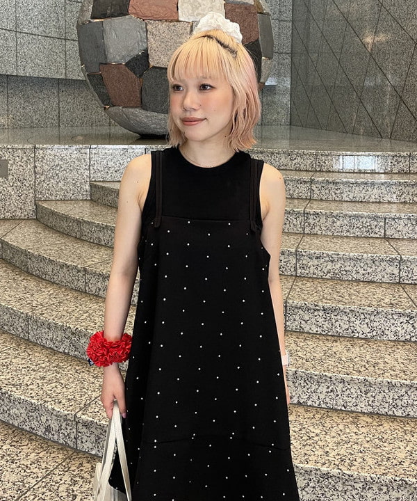 まゆちゃんさんの「BEAMS WOMEN｜ドットプリント ミニ キャミワンピース」を使ったコーディネート