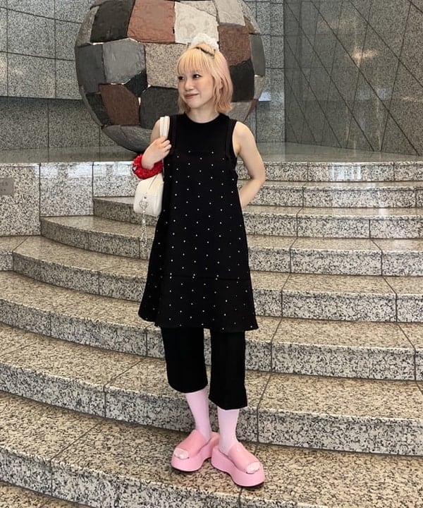 まゆちゃんさんの「BEAMS WOMEN｜ドットプリント ミニ キャミワンピース」を使ったコーディネート