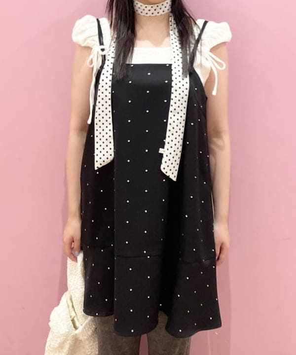 晶さんの「BEAMS WOMEN｜ドットプリント ミニ キャミワンピース」を使ったコーディネート