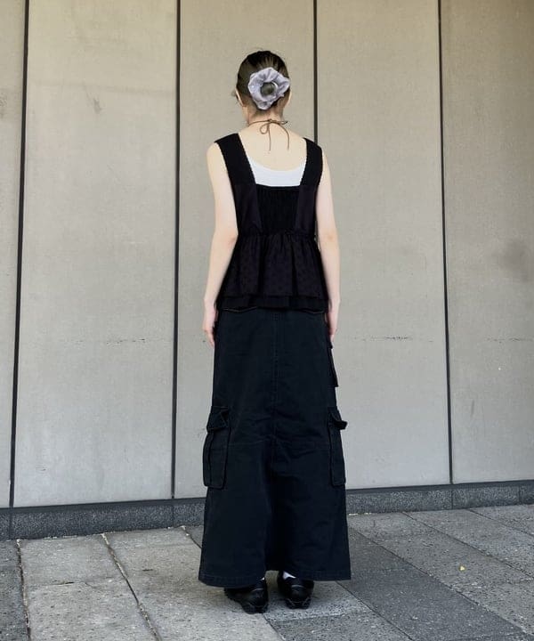 むりょさんの「BEAMS WOMEN｜レース ペプラム ノースリーブ ブラウス」を使ったコーディネート