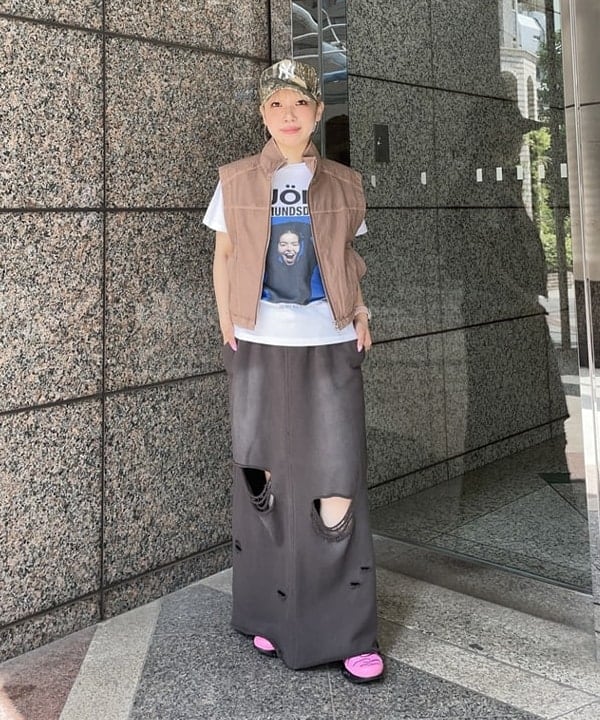 まゆちゃんさんの「BEAMS WOMEN｜スタンドカラー ジップ ベスト」を使ったコーディネート