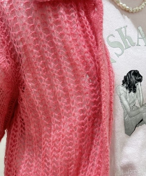 YABUさんの「BEAMS WOMEN｜シャギー メッシュ ポロ カーディガン」を使ったコーディネート