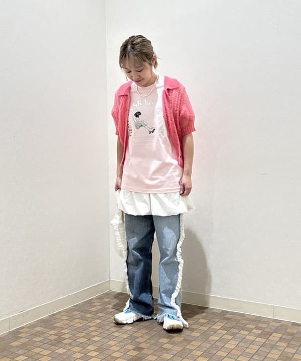 YABUさんの「BEAMS WOMEN｜シャギー メッシュ ポロ カーディガン」を使ったコーディネート