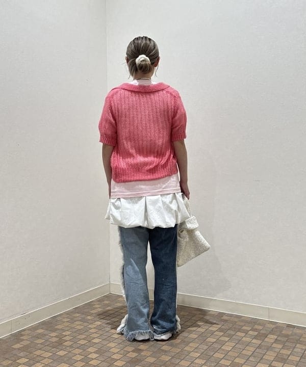 YABUさんの「BEAMS WOMEN｜シャギー メッシュ ポロ カーディガン」を使ったコーディネート