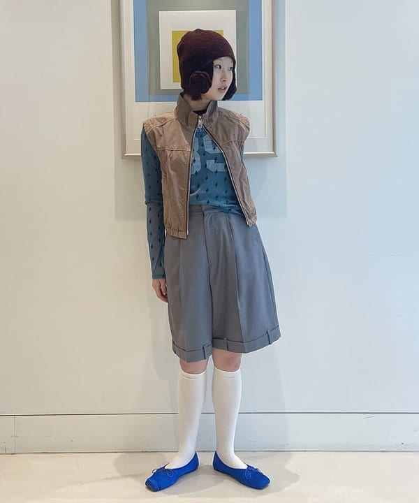 水野 萌香さんの「BEAMS WOMEN｜フロッキー プリント シアー ラウンドネック トップス」を使ったコーディネート