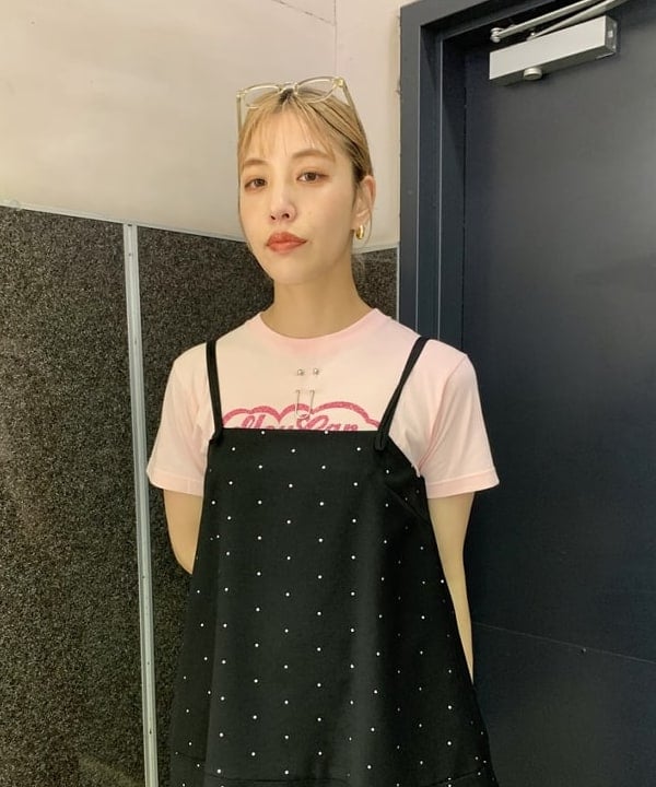 れいなさんの「BEAMS WOMEN｜ドットプリント ミニ キャミワンピース」を使ったコーディネート