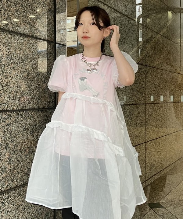 加歩さんの「BEAMS WOMEN｜【別注】GOOD ROCK SPEED / LIFE PC 箔プリント Tシャツ」を使ったコーディネート