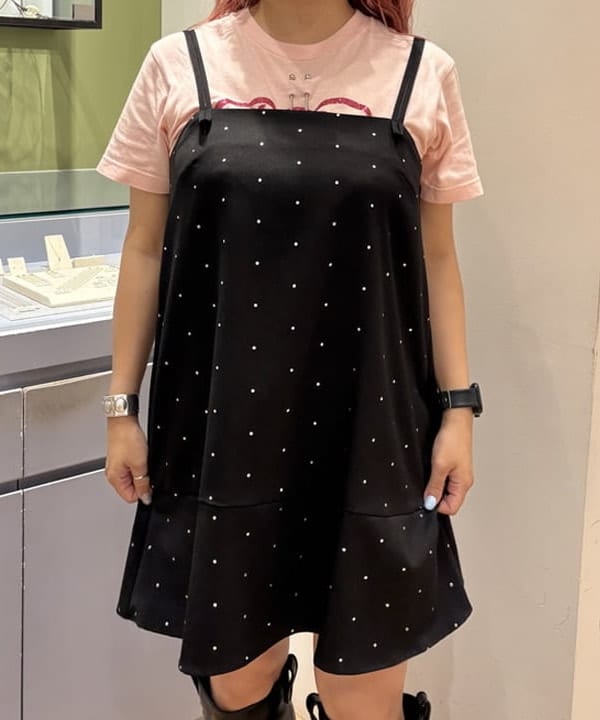 オカベ　アヤカさんの「BEAMS WOMEN｜ドットプリント ミニ キャミワンピース」を使ったコーディネート