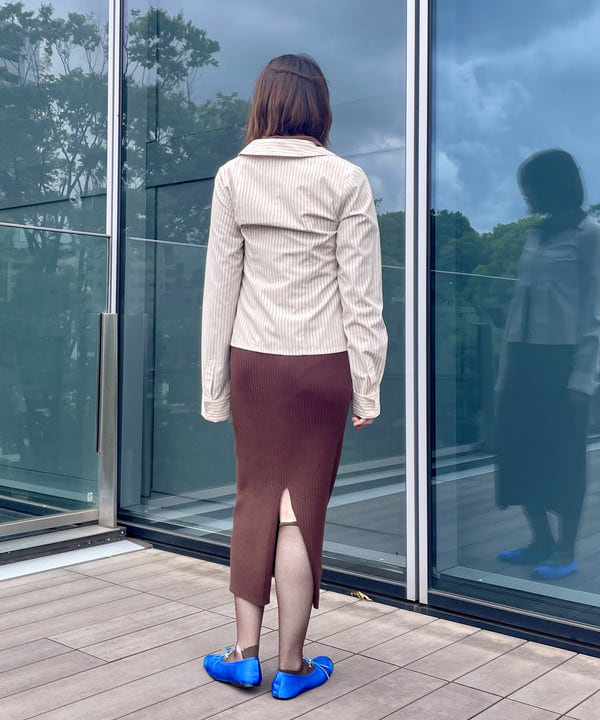 水野 萌香さんの「BEAMS WOMEN｜ストライプ ジップ シャツ」を使ったコーディネート