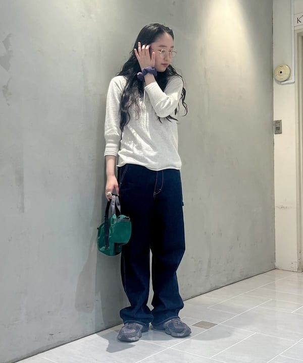 髙田 ユウさんの「BEAMS WOMEN｜【別注】Healthknit / BB ヘンリーネック Tシャツ ７分袖」を使ったコーディネート
