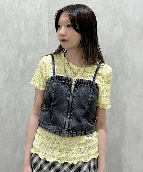 加歩さんの「BEAMS WOMEN｜シャーリング レース Tシャツ」を使ったコーディネート