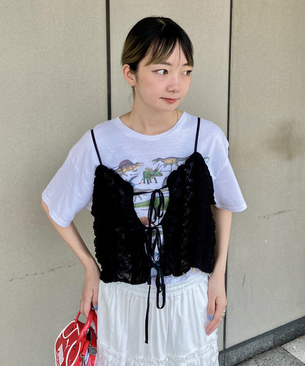 むりょさんの「BEAMS WOMEN｜レース キリカエ ティアード スカート」を使ったコーディネート