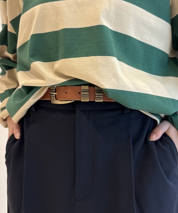 ナガオカ サキさんの「BEAMS WOMEN｜25mm レザー ベルト」を使ったコーディネート