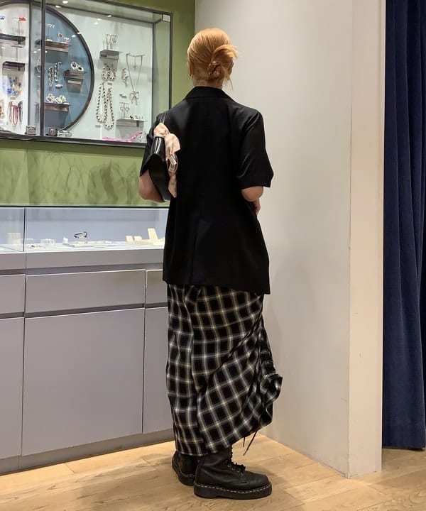 れいなさんの「BEAMS WOMEN｜チェック シャーリング タイトスカート」を使ったコーディネート